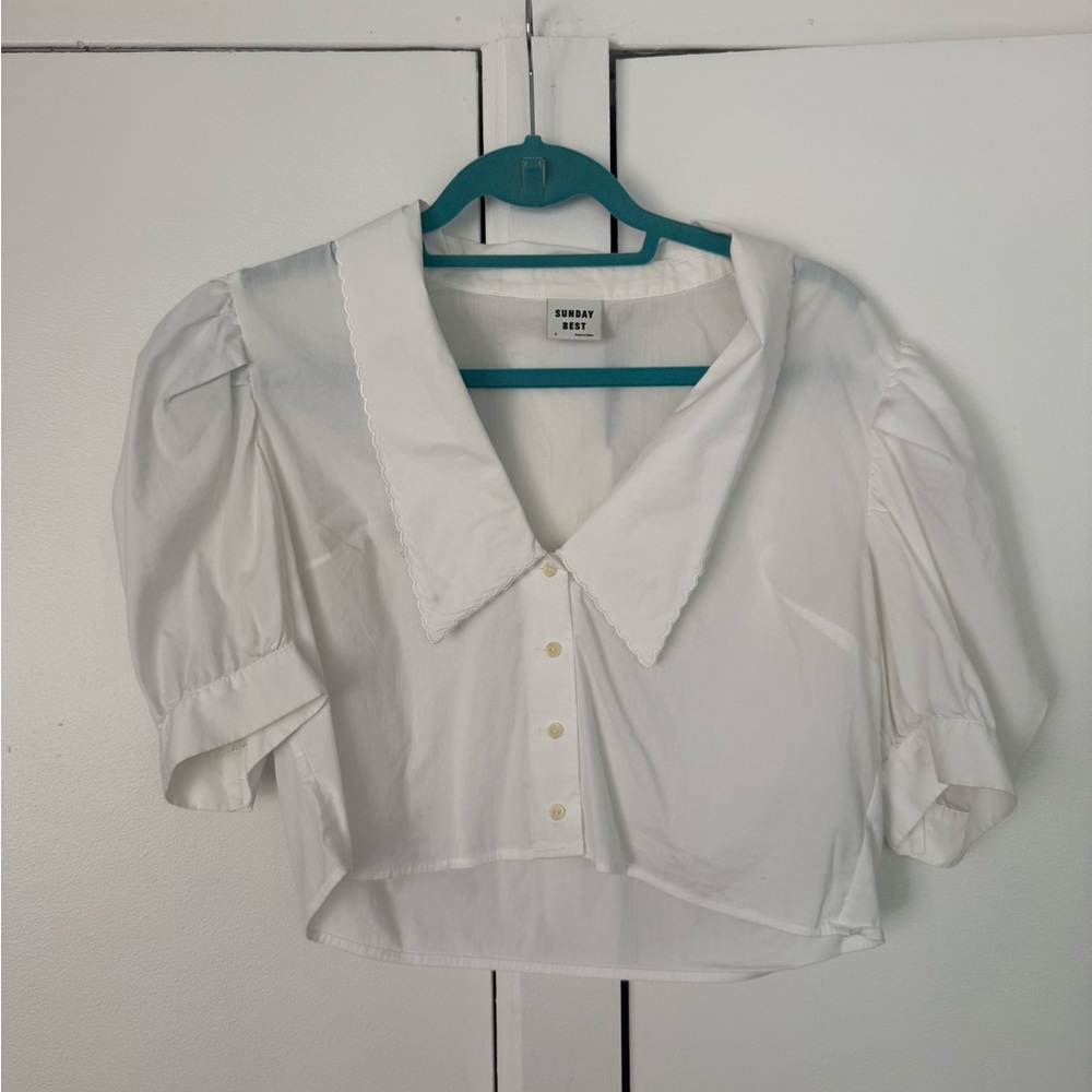 ARITZIA Sunday Best White Puff Sleeve Blouse